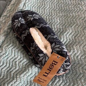 Born Nordic snowflake Pattern Sherpa Slippers - Blue & Gray